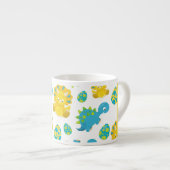 恐竜のパターン、可愛い恐竜、あなたの名前 エスプレッソカップ (正面右)