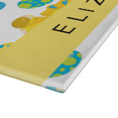 恐竜のパターン、可愛い恐竜、あなたの名前 カッティングボード (角)