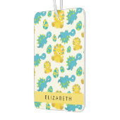 恐竜のパターン、可愛い恐竜、あなたの名前 カーエアーフレッシュナー (左)