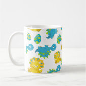 恐竜のパターン、可愛い恐竜、あなたの名前 コーヒーマグカップ (左)