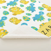 恐竜のパターン、可愛い恐竜、あなたの名前 シェルパブランケット (3/4)