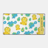 恐竜のパターン、可愛い恐竜、あなたの名前 デスクマット (正面)