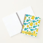 恐竜のパターン、可愛い恐竜、あなたの名前 ノートブック (内部)