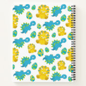 恐竜のパターン、可愛い恐竜、あなたの名前 ノートブック (裏面)