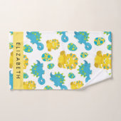 恐竜のパターン、可愛い恐竜、あなたの名前 バスタオルセット (ハンドタオル)