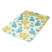 恐竜のパターン、可愛い恐竜、あなたの名前 バスマット (アングル)