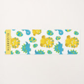 恐竜のパターン、可愛い恐竜、あなたの名前 ヨガマット (裏面(横))