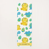 恐竜のパターン、可愛い恐竜、あなたの名前 ヨガマット (裏面)