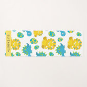 恐竜のパターン、可愛い恐竜、あなたの名前 ヨガマット (正面(横))