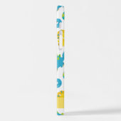 恐竜のパターン、可愛い恐竜、あなたの名前 iPhoneケース (左側面)