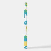 恐竜のパターン、可愛い恐竜、あなたの名前 iPhoneケース (右側面)