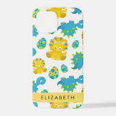 恐竜のパターン、可愛い恐竜、あなたの名前 iPhoneケース (裏面)