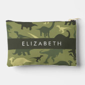 恐竜のパターン、恐竜のシルエット、あなたの名前 アクセサリーポーチ (裏面)