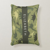 恐竜のパターン、恐竜のシルエット、あなたの名前 アクセントクッション (正面(垂直))