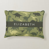恐竜のパターン、恐竜のシルエット、あなたの名前 アクセントクッション (裏面)