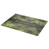 恐竜のパターン、恐竜のシルエット、あなたの名前 カッティングボード (角)