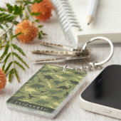 恐竜のパターン、恐竜のシルエット、あなたの名前 キーホルダー (正面右)