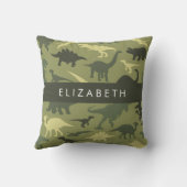 恐竜のパターン、恐竜のシルエット、あなたの名前 クッション (裏面)