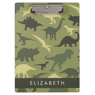 恐竜のパターン、恐竜のシルエット、あなたの名前 クリップボード