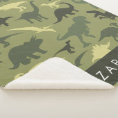 恐竜のパターン、恐竜のシルエット、あなたの名前 シェルパブランケット (3/4)