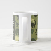 恐竜のパターン、恐竜のシルエット、あなたの名前 ジャンボコーヒーマグカップ (裏面)