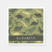 恐竜のパターン、恐竜のシルエット、あなたの名前 スタンダードカクテルナプキン (正面)