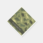 恐竜のパターン、恐竜のシルエット、あなたの名前 スタンダードカクテルナプキン (角)