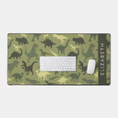 恐竜のパターン、恐竜のシルエット、あなたの名前 デスクマット (キーボード&マウス)