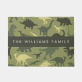 恐竜のパターン、恐竜のシルエット、あなたの名前 ドアマット (正面)