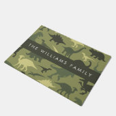 恐竜のパターン、恐竜のシルエット、あなたの名前 ドアマット (アングル)