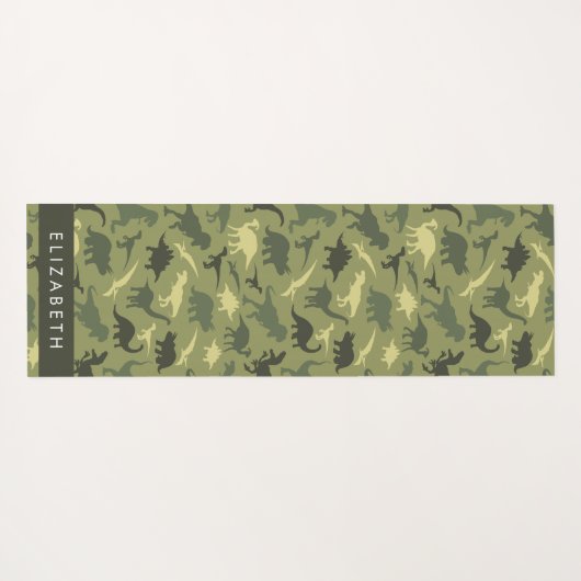 恐竜のパターン、恐竜のシルエット、あなたの名前 ヨガマット (裏面(横))