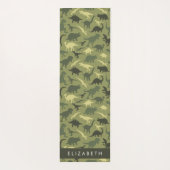 恐竜のパターン、恐竜のシルエット、あなたの名前 ヨガマット (裏面)