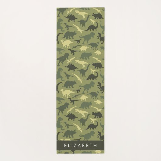 恐竜のパターン、恐竜のシルエット、あなたの名前 ヨガマット (裏面)