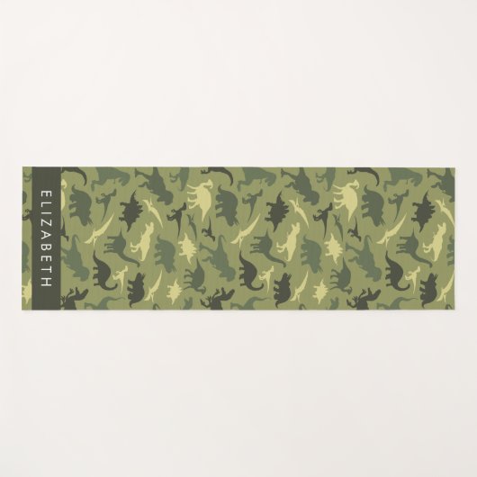 恐竜のパターン、恐竜のシルエット、あなたの名前 ヨガマット (正面(横))