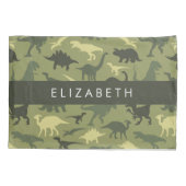 恐竜のパターン、恐竜のシルエット、あなたの名前 枕カバー (裏面)