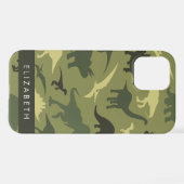 恐竜のパターン、恐竜のシルエット、あなたの名前 iPhoneケース (裏面横)