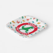 恐竜のパターンTレックス少年3歳の誕生日パーティー ペーパープレート (傾斜あり)