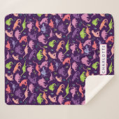 恐竜のパーソナライズされたピンク紫の少女 シェルパブランケット (正面(横))