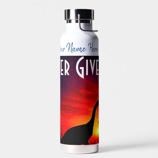 恐竜のパーソナライズされた名前と文字 ウォーターボトル (左面)