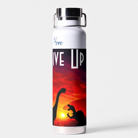 恐竜のパーソナライズされた名前と文字 ウォーターボトル (背面)