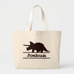 恐竜のパーソナライズされた名前Triceratops Tote Bag ラージトートバッグ