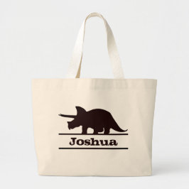 恐竜のパーソナライズされた名前Triceratops Tote Bag ラージトートバッグ