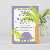 恐竜のパーソナライズされた誕生パーティー 招待状 (スタンド正面)