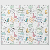 恐竜のパーソナライズされた誕生日 ラッピングペーパー (フラット)