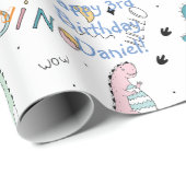 恐竜のパーソナライズされた誕生日 ラッピングペーパー (ロールコーナー)