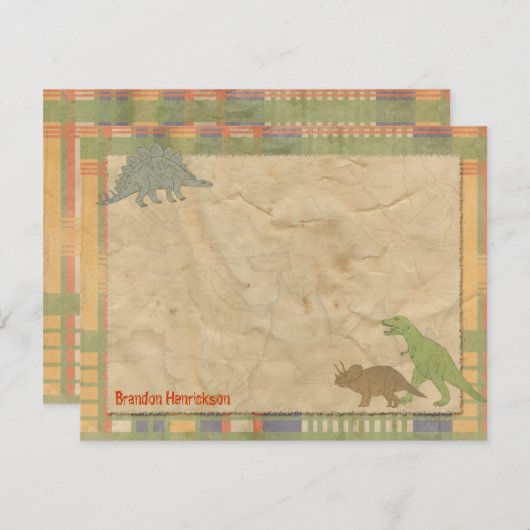 恐竜のパーソナライズなメッセージカード ノートカード (正面/裏面)