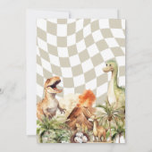 恐竜のパーティーのようなヴィンテージ少年の誕生日 招待状 (裏面)