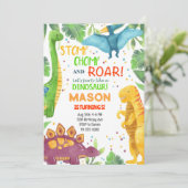 恐竜のパーティーのような誕生日招待状 招待状 (スタンド正面)