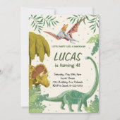 恐竜のパーティーのような誕生日招待状 招待状 (正面)