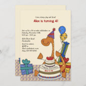 恐竜のパーティーの誕生日の招待状 招待状 (正面/裏面)